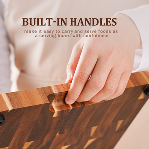 Gỗ keo thớt 15 inch lớn dày cuối hạt gỗ <span class=keywords><strong>butcher</strong></span> khối với không trượt chân và được xây dựng trong xử lý - Product Image 3