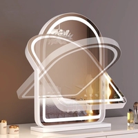 Lampes de table modernes à cadre métallique avec miroir LED, contrôle tactile, intensité réglable, simple face, indice de protection IP20, durée de vie de 25 000 heures