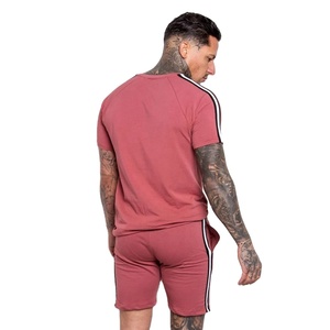 เสื้อยืดแขนสั้นผ้าฝ้ายลายทางและชุดสั้น,ชุดผ้าฝ้ายสองส่วนสีตัดกันน้ำหนักเบาสำหรับฤดูร้อน - Product Image 3