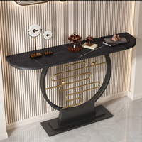 Table Console de luxe moderne noire avec meuble de base de table en acier inoxydable blanc ou or