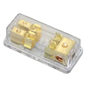 4/8 AWG AGU Fuse Holder Distribution Block 4 Gauge in 8 Gauge Out Double Row 80A Glass Fuse Block for 12V Auto Motorcycle Boat