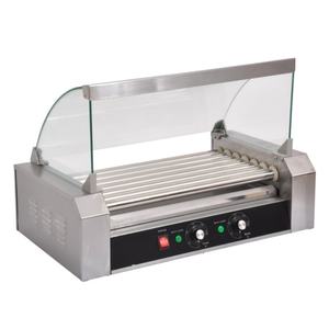 Máquina de Hot Dogs de Acero Inoxidable al por Mayor con 7 Rodillos, Calentador Comercial de Pan para Hot Dogs, Parrilla de Rodillos para Hot Dogs con Cubierta de Vidrio - Product Image 1