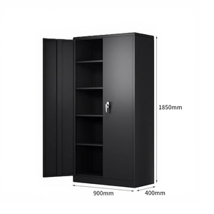 Modern 2-Door Steel <b>Locker</b> Cabinet With Adjustable Shelf Metal Cupboard Documents and File Storage Cabinet - Product Image 2