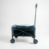 Chariot de camping d'extérieur pliable, chariot de pique-nique portable, chariot de camping à longueur réglable, chariot métallique à quatre roues