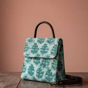 Handmade Green Floral Sling <b>Bag</b> Cotton Botanical Print <b>Boho</b> Crossbody <b>Bag</b> Everyday Shoulder <b>Bag</b> - Product Image 1