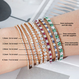 สร้อยข้อมือเทนนิส Starsgem เงินแท้ 925 ประดับเพชรโมอิสซาไนต์ทรงกลมเจียระไนแบบบริลเลียนท์ ตัวเรือนแบบหนามเตย ขนาด 3 มม. ทรงกลม เครื่องประดับแต่งงานสุดคลาสสิกสำหรับผู้หญิง - Product Image 6