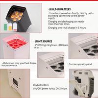 4 projecteurs PAR avec sac, 6*18W RGBWAUV, pour DJ, mariage, éclairage de scène à batterie, LED Uplights, télécommande, WIFI, DMX