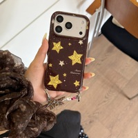 Coques de téléphone style coréen Ins-style avec étoiles à paillettes effet tache d'encre, compatibles avec iPhone 17/18 Pro Max et Apple 16. 17 Chaînes
