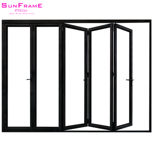 Portes pliantes bi modernes Alliage d'aluminium Verre trempé Balcon Accordéon <span class=keywords><strong>Porte</strong></span> pliante coulissante - Product Image 4