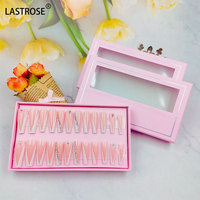 Boîte d'emballage pour faux ongles, boîte en papier pour ongles pressés avec fenêtre transparente, boîte d'emballage de marque pour ongles pressés