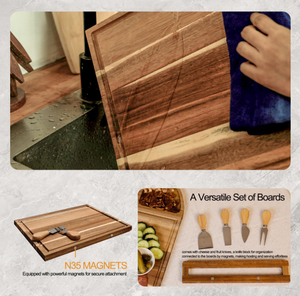 Produits populaires Grand ensemble de planche à charcuterie magnétique Planche à découper en bois d'acacia Fromage et plateau de service pour la maison - Product Image 3