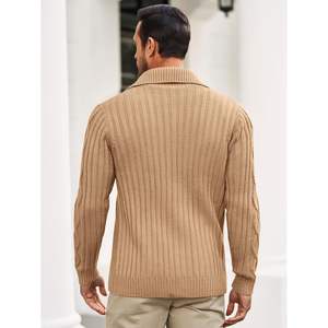 2025 Cárdigan para hombre, suéter con botones, manga larga, ajustado, tejido con Cable, suéteres informales de invierno, decoración con patrón de animales, ODM - Product Image 2