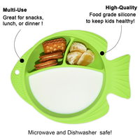 Bol en silicone pour bébé en forme de poisson, résistant au micro-ondes et au lave-vaisselle, sans BPA, avec ventouse pour les tout-petits, les nourrissons, les bébés et les enfants