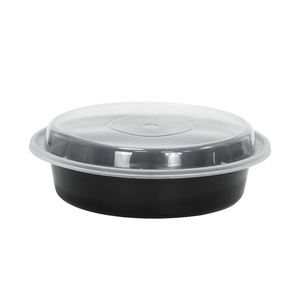 Disposable Takeout Containers Round Thickened With Lid Food Grade 24oz <b>Microwaveable</b> Black - Product Image 2
