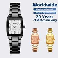 Montre-bracelet à quartz carrée SKMEI 2578 au design classique pour femme, bracelet en acier inoxydable, résistante à l'eau, élégante, vente en gros