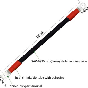 Kabel Baterai Fleksibel 2 AWG dengan Terminal 5/16" - Kabel Inverter & Pengelasan Tembaga Murni OFC untuk Otomotif, Solar, RV, Sepeda Motor - Product Image 2