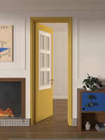 Porte intérieure d'hôtel en bois avec verre peint à la française, style nordique, pour la protection de la vie privée