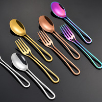 Vaisselle en acier inoxydable avec fourchette à dîner, petite fourchette, couteau, cuillère à soupe et cuillère à café, couverts noirs arc-en-ciel