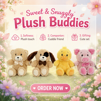 Ensemble d'animaux en peluche personnalisés, jouet en peluche doux, ours, chien, poussin, cochon, rembourrage en coton PP, cadeau pour bébé