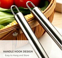 Lot de 6 ustensiles de cuisine en acier inoxydable 201 poli avec boucle de suspension