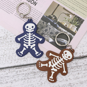 New and hot-selling creative Halloween skull <b>keychain</b>, cartoon PU <b>leather</b> <b>keychain</b>, bag pendant. - Product Image 3