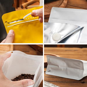 Bolsas de Café de Aluminio con Cierre Ziplock, Base Plana y Válvula Unidireccional, Impresión de Alta Calidad, para Empacar Granos Tostados - Product Image 3