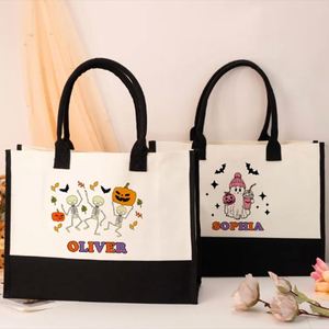 Custom <b>Large</b> Capacity Cotton <b>Canvas</b> Halloween Embroidery Winter Tote <b>Bag</b> Eco-friendly Summer Travel Holiday Print Beach Open - Product Image 3
