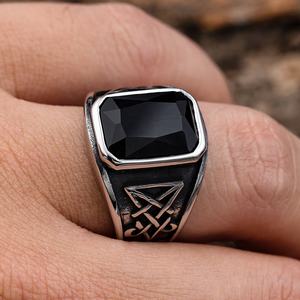 Anillos Vintage de Lucifer Morningstar, Acero Inoxidable, Estilo Punk Satánico, Piedra Lunar, Ágata Negra, Sello, Anillos de Sello para Hombre y Mujer - Product Image 6
