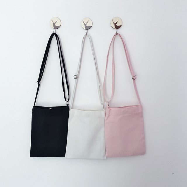 DIY Cotton Canvas Crossbody Shoulder Bag Phone Pouch Solid Color Eco-friendly Portable Fashion Magnetic Closure Unisex All