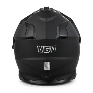 V902 mat siyah nokta belgelendirme çift vizör güneş kalkanı ATV offroad bisikleti kask