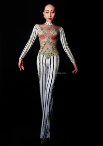Combinaison vintage des années 90 à rayures noires et blanches, pantalon large, <span class=keywords><strong>chanteur</strong></span> de bar, danseur de danse de groupe, costume GoGo - Product Image 4