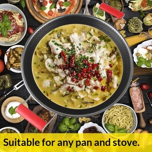 <span class=keywords><strong>Wok</strong></span> en <span class=keywords><strong>acier</strong></span> inoxydable antiadhésif grande taille à double poignée, fond plat, compatible <span class=keywords><strong>induction</strong></span>, avec couvercle en verre intégré, ustensile de cuisine domestique - Product Image 2