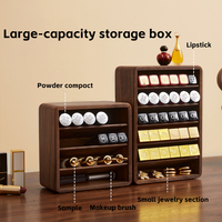 Boîte de rangement élégante, durable, moderne, en bois, portable, multifonctionnelle, finition brillante, pour rouge à lèvres, pinceaux de maquillage, organiseur pour la coiffeuse