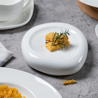 Assiettes à dessert en porcelaine fine blanche P&T Hospitality, forme irrégulière en forme de galet, plats de service, assiette à apéritif pour bistro, restauration