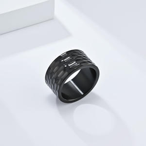 Men's Titanium Steel <b>Rings</b> Geometric Honeycomb Texture Gold Black Silver Gift Jewelry - Product Image 4