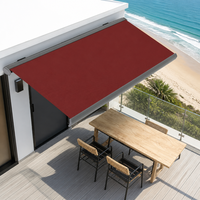 Auvent de restaurant rétractable en tissu pour tables de repas en plein air et sièges de patio confortables