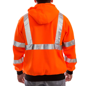 पुरुषों की हाई-विज़ सुरक्षा चिंतनशील जैकेट जिपर हुडी स्वेटर शर्ट - Product Image 4