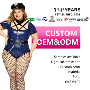 Костюм для косплея: сексуальное женское белье из искусственной кожи, синий полицейский костюм, сексуальное белье для Хэллоуина, для женщин больших размеров - Product Image 1