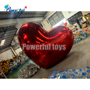 Boule miroir géante suspendue, réfléchissante, colorée, brillante, laser, gonflable, en forme de cœur, ballon d'amour pour la décoration - Product Image 1