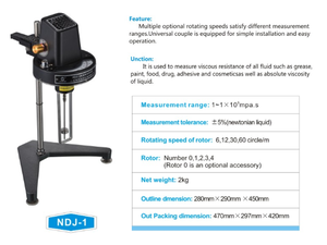 Brookfield Viscometer Ndj-1 Pointer Viscometer <strong>Viscosity</strong> Meter Rotary Rotational Indicator Viscometer NDJ-1