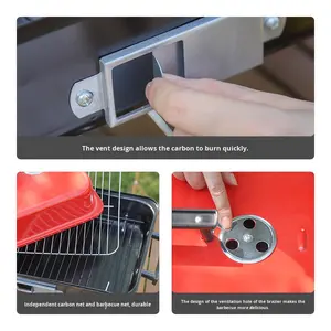 Griglia a Carbone Portatile in Acciaio Inox con Coperchio Pieghevole, BBQ Leggero per Esterni e Casa Sanshang <span class=keywords><strong>CA</strong></span>-06, Dimensioni 30cm - Product Image 3