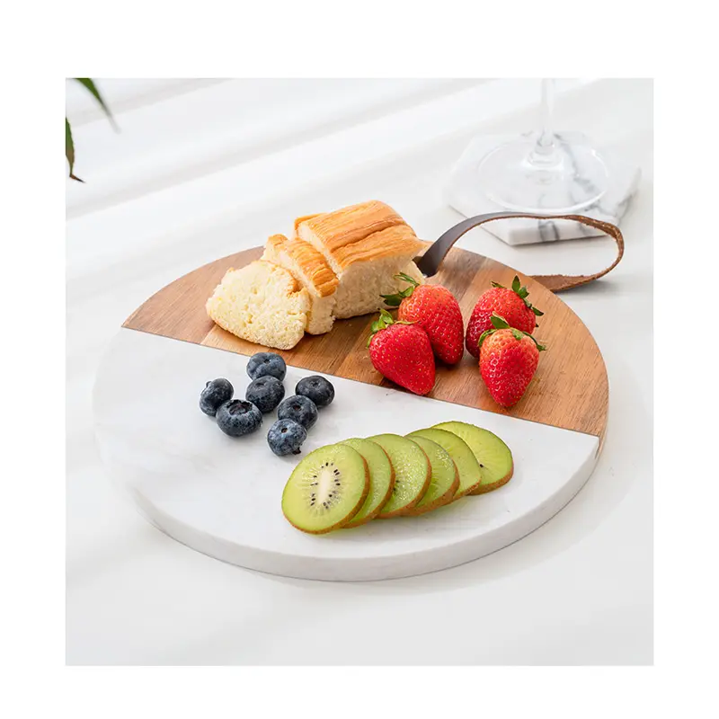 Marble Cheese Board 2022 BSCI Factory Kitchen Sublimation Blank Round Wholesale Wooden Wood Sustainable Customised White