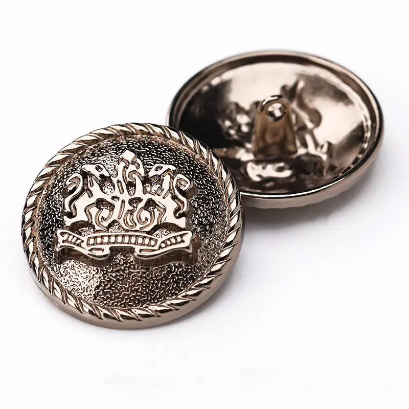 Groothandel Metalen Knop Custom Luxe Zilver Gouden Metalen Schacht Knopen High-End Kleding Accessoires Jas Knopen