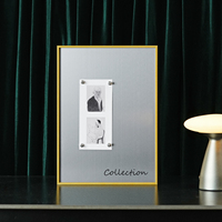 Cadre photo en alliage d'aluminium or, argent et rose, finition brossée, présentoir de table, cadeau de luxe pour mariage ou anniversaire, décoration d'intérieur