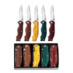 various color diamond wood handle 7cr17 small pocket knife fruit paring mini folding knife promotion gifts outdoor knife set