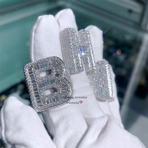 Лидер продаж, классическое круглое багетное кольцо из муассанита, бриллиантовое письмо на заказ - Product Image 5