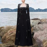 Robes maxi de soirée de haute qualité pour femmes grandes tailles, col montant, dentelle perlée