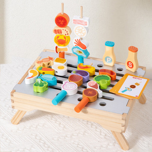 Cuisine multifonctionnelle en bois pour faire semblant de jouer au barbecue Jouet de jeu de rôle éducatif pour parents et enfants - Product Image 2