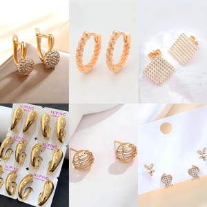 Colección de Aretes XUPING al por Mayor, Aretes Huggie Chapados en Oro con Circonitas, Elegantes y Sofisticados para Mujer - Product Image 5