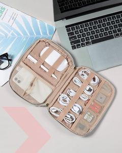 กระเป๋าจัดระเบียบอุปกรณ์อิเล็กทรอนิกส์สำหรับเดินทาง, กระเป๋าจัดระเบียบสายเคเบิล การ์ด SD อุปกรณ์เสริมโทรศัพท์ สำหรับผู้หญิง ของใช้จำเป็นสำหรับการเดินทาง สีเทาอุ่น - Product Image 2